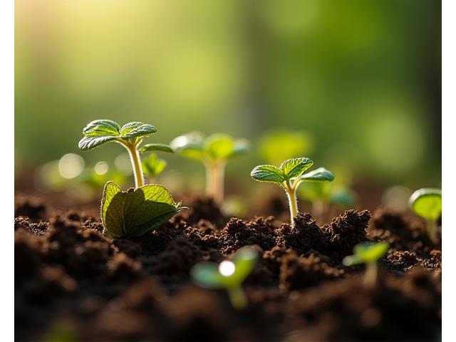 土に還る生分解性素材の繊維が自然環境に置かれている様子